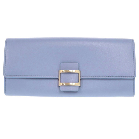 Like new Roger Vivier leather blue long wallet 0756